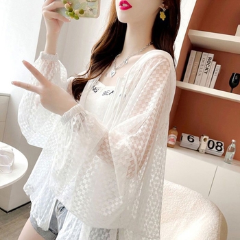 Ženska jakna s kapulom i zatvaračem, poliester tkanina, ultratanka, karirani uzorak, široka silueta