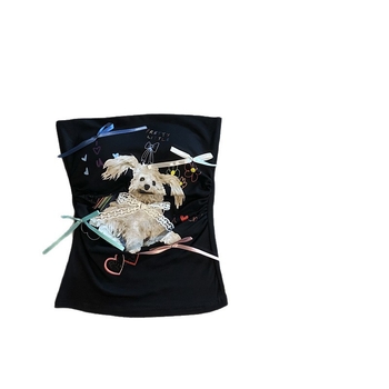 Ženski top bez ramena – anime uzorak, kratka duljina 40–50 cm, pamuk 90–95% s spandeksom do 30%