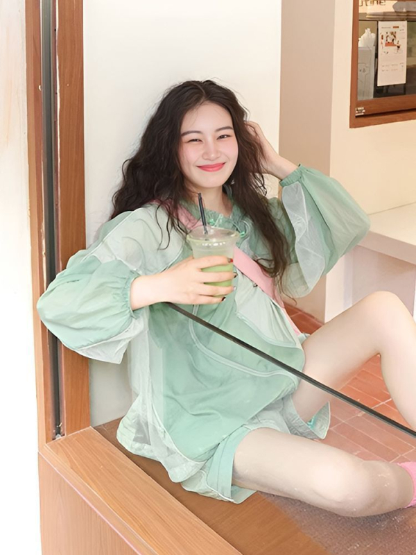 Dvodjelni sunčani sportski komplet s kapuljačom, dugim rukavima i kratkim hlačama, lagani poliester