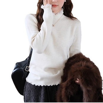 Félmagas galléros kötött pulóver, egyszínű, 70-80% poliészter, <30% spandex