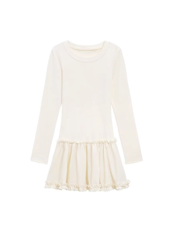 Csipkés szegélyű póló kerek nyakkal, hosszú ujjú, karcsúsított fazon, poliészter.