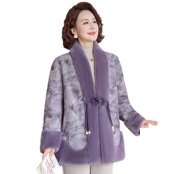 Ženski kaput od umjetne Mink Velvet, podstava od flisa, srednja duljina, zima 2025, za žene srednje dobi i starije