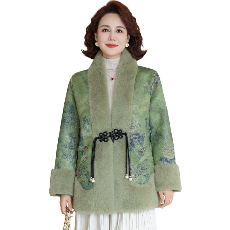 Ženski kaput od umjetne Mink Velvet, podstava od flisa, srednja duljina, zima 2025, za žene srednje dobi i starije