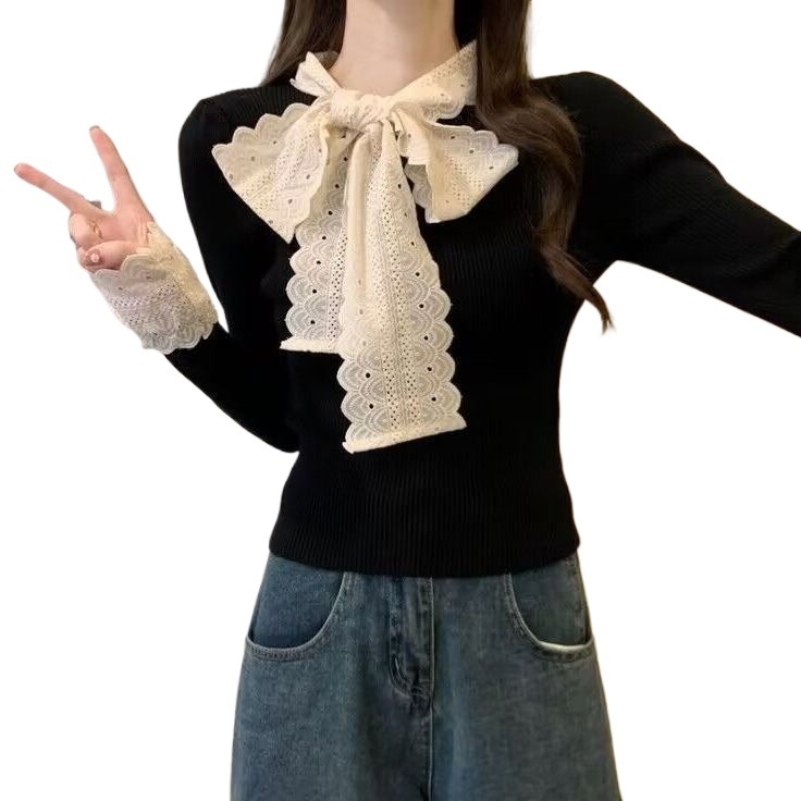 Bez rukava top s franucuskim rebrastim dizajnom, čipkast rub, V izrez, opušten oversize kroj, elegantan i ženstven stil
