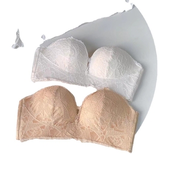 Grudni bez naramenica za žene — čipkasti push-up, off-shoulder, 3/4 košarica, protuklizni, oblikovana košarica