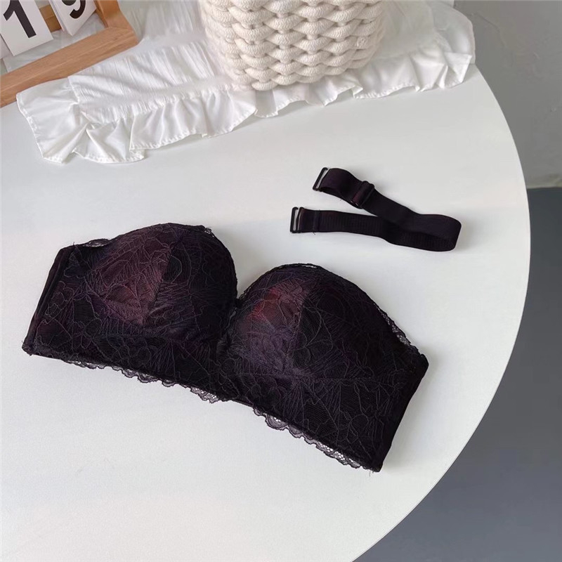 Grudni bez naramenica za žene — čipkasti push-up, off-shoulder, 3/4 košarica, protuklizni, oblikovana košarica