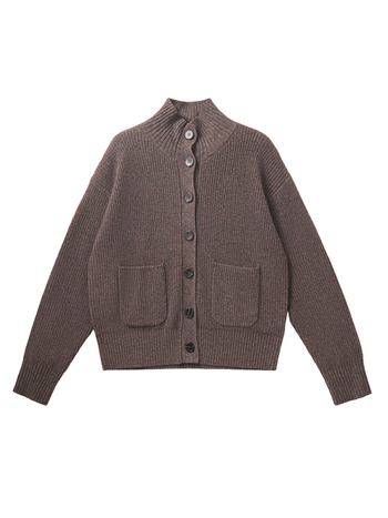 Ζακέτα από 100% yak μαλλί, φυσικά αδιάχρωμη, με ψηλό γιακά, χαλαρή γραμμή, πλεκτό ύφασμα, χειμώνας 2025