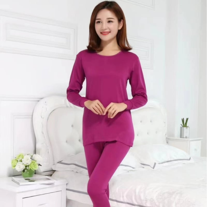 Ženski pamuk termalni komplet za zimu — prozračan, topao, kontrola trbuha; glavni materijal 95% pamuk, 141–160 g/m², jednostruki sloj