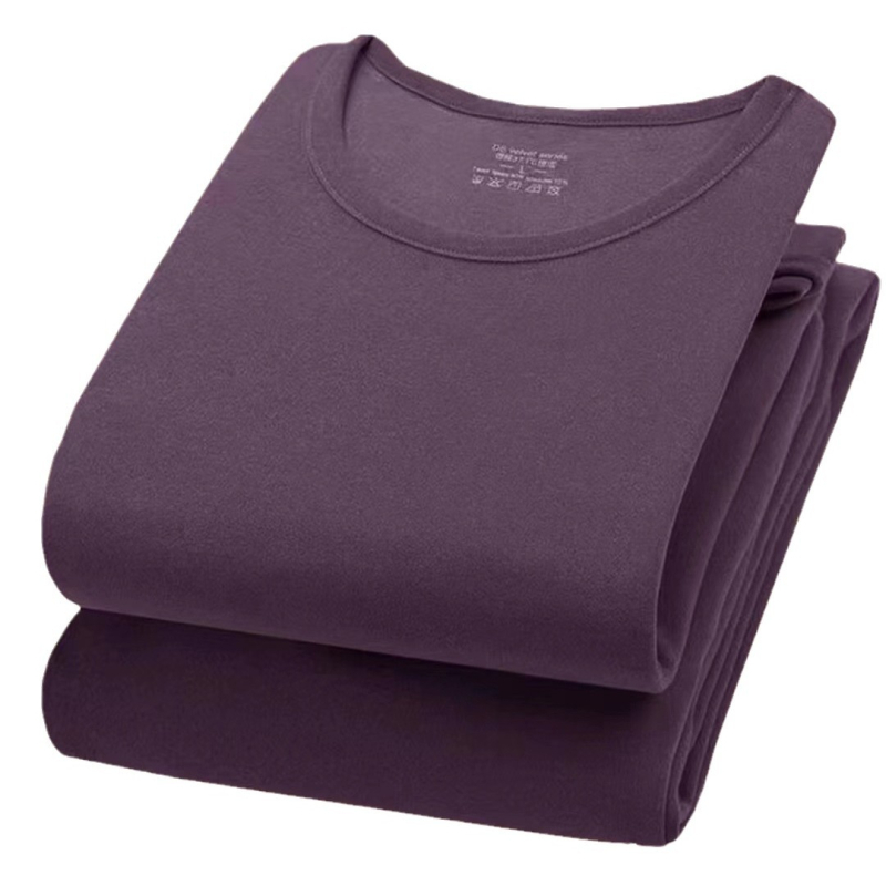 Ženski pamuk termalni komplet za zimu — prozračan, topao, kontrola trbuha; glavni materijal 95% pamuk, 141–160 g/m², jednostruki sloj