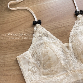 Čipkasta camisola s mašnicom, puna šalica, tanke oblikovane šalice, odvojive halter-trake