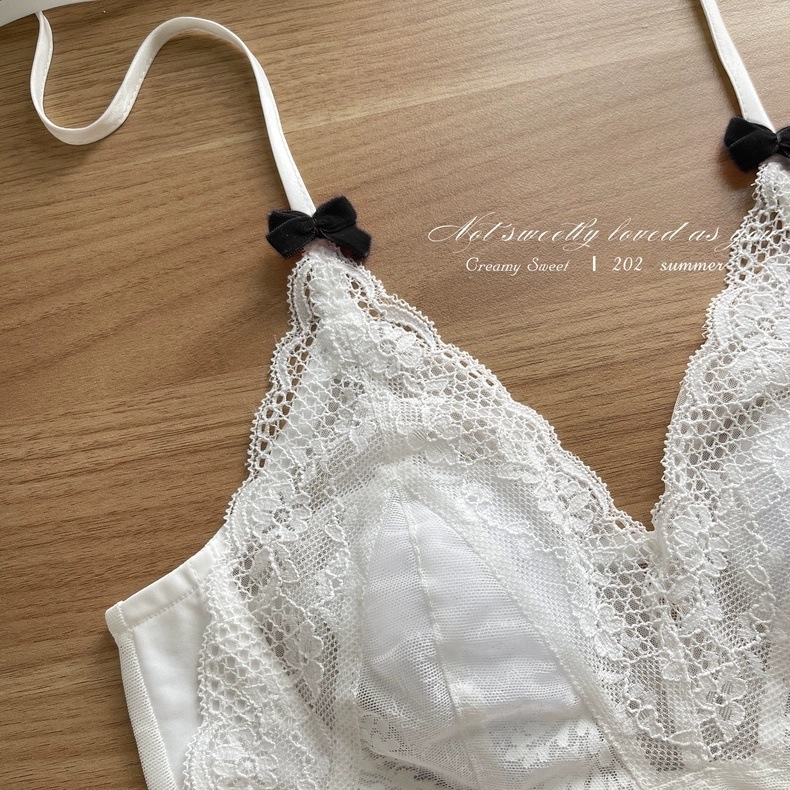 Čipkasta camisola s mašnicom, puna šalica, tanke oblikovane šalice, odvojive halter-trake