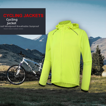 Muška biciklistička jakna - otporna na vjetar, kapuljača, UV zaštita UPF60, proljeće, model #190013