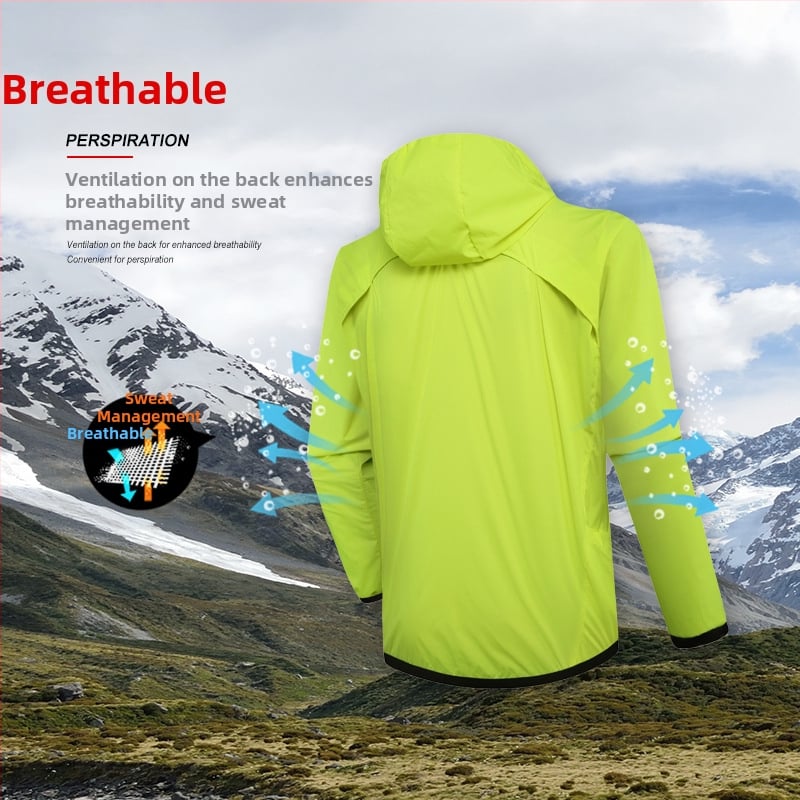 Muška biciklistička jakna - otporna na vjetar, kapuljača, UV zaštita UPF60, proljeće, model #190013