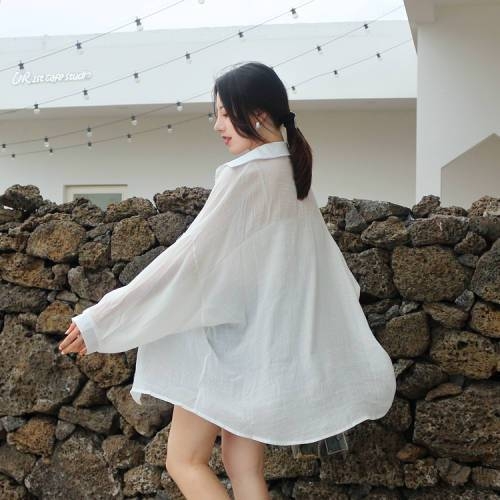 Ženski kardigan za zaštitu od sunca, shawl tip, 3/4 rukavi, UPF 30+, pamuk, Harajuku stil, japansko-korejski ležerni stil, proljeće 2025