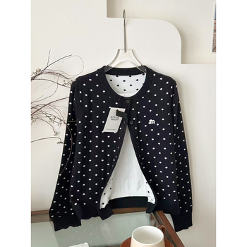 Cardigan s izvezenim točkicama, okrugli izrez, akrilno-elastanski spoj, dugi rukavi, gradski stil
