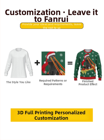 Kujundatud 3D täisprintimisega kootud sviiter ümmarguse kaelusega, pikad varrukad, laia lõige, sügis-talv igapäevaseks kasutamiseks