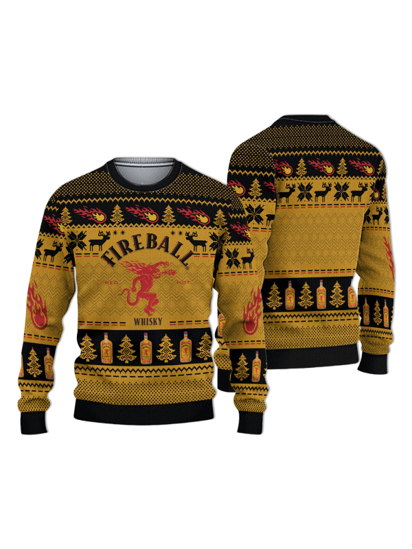 Προσαρμοσμένος πλεκτός πουλόβερ με 3D πλήρη εκτύπωση, στρογγυλός λαιμός, μακριά μανίκια, χαλαρή γραμμή, αναπνεύσιμος, υψηλή σταθερότητα χρώματος, 95% πολυεστέρας