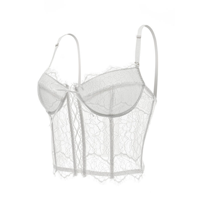 Čipkasto donje rublje s odvojivim dvostrukim naramenicama, 3/4 košarica, tanko oblikovan košarica, najlon tkanina 70-80%