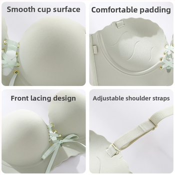 Be peties diržų liemenėlė, antišlydanti, 3/4 puodelio, 8 cm storas formuojamas įdėklas, nugaros trijų eilių užsegimas