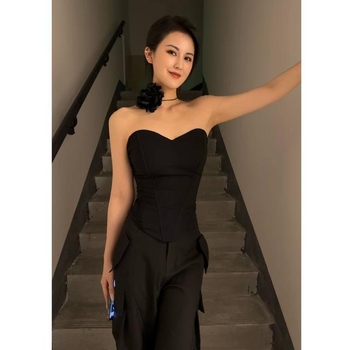 Better Me Europsko-američki stil, seksi korzet s ribljom kostom, tube top, uski kroj, bez naramenica, rameni otkriveni