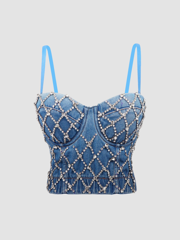 Beaded cotton-spandex tube top pre pódiové vystúpenie - 70-80% bavlna, leto 2025, pre ženy