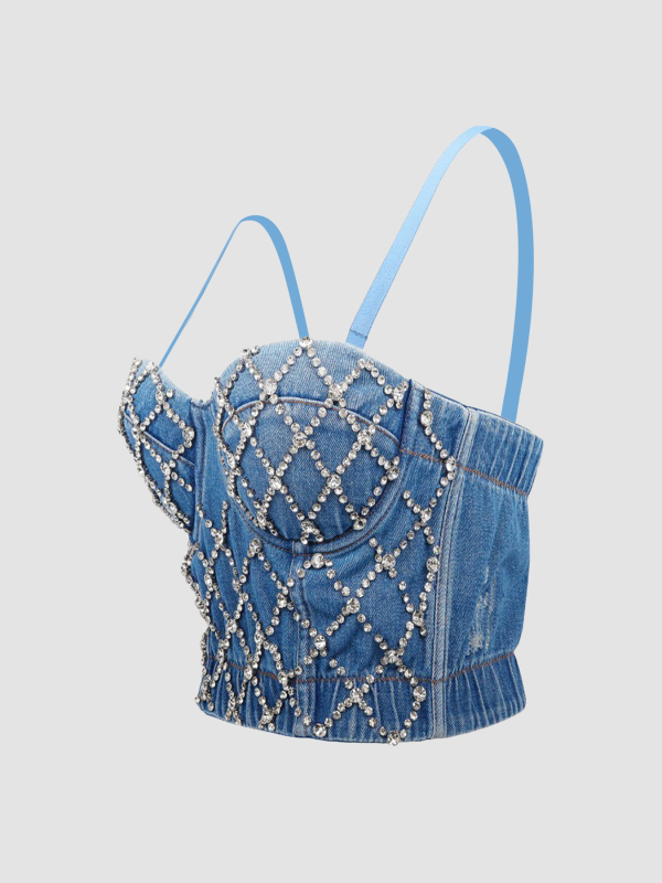 Beaded cotton-spandex tube top pre pódiové vystúpenie - 70-80% bavlna, leto 2025, pre ženy