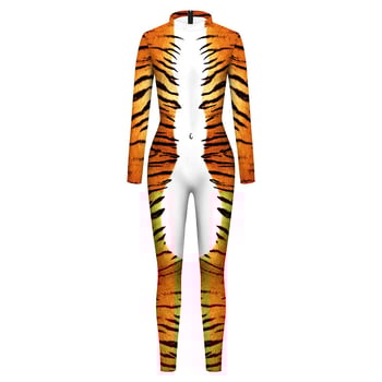 Unisex stage bodysuit s 3D otiskom tigra, Milk Silk tkanina, poliester-spandeks mješavina, jesen 2025