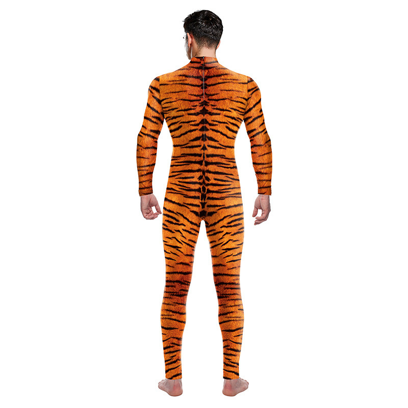 Unisex stage bodysuit s 3D otiskom tigra, Milk Silk tkanina, poliester-spandeks mješavina, jesen 2025