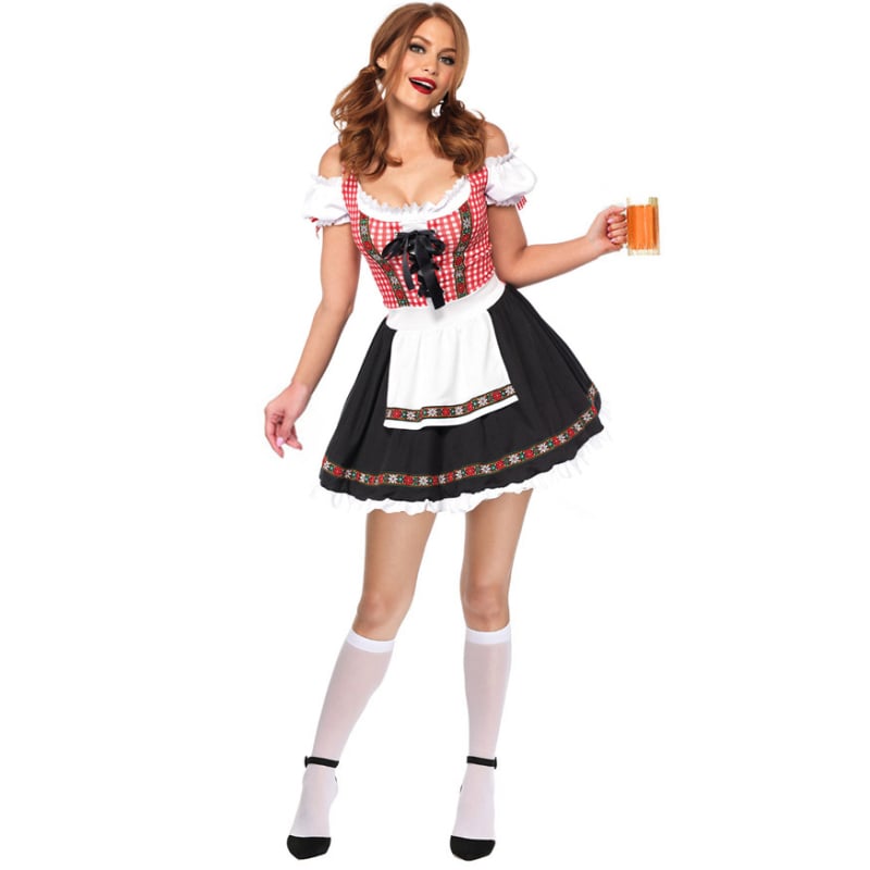 Set kostima za festival piva za žene, njemačka haljina u stilu dirndl, kostim za pozornicu, pamuk-mješavina tkanina, 95% poliester, proljeće 2025