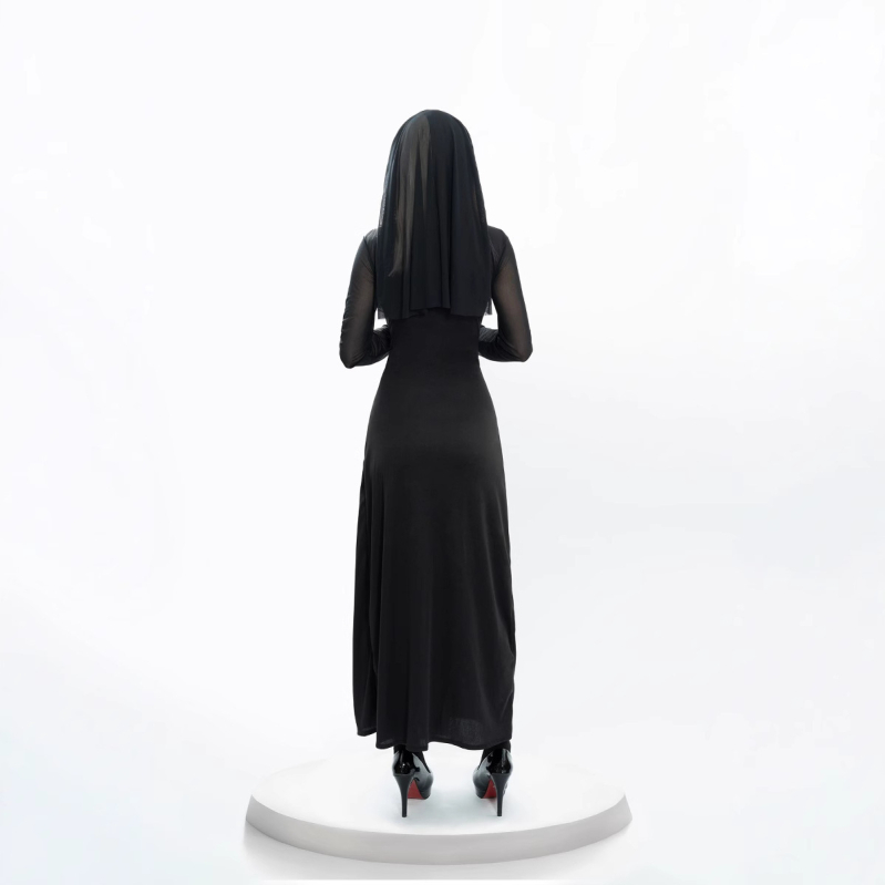 Ženska gotička haljina - vampirska časna sestra s križem, Spandex vlakno, stage cosplay, 2025 ljeto