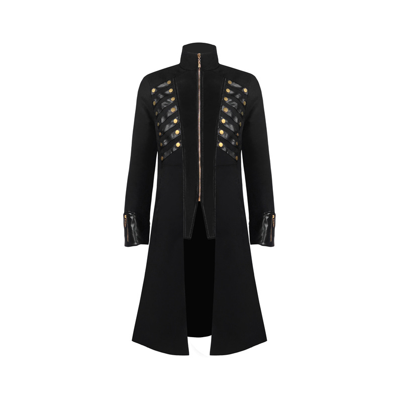 Kaput srednje dužine u gotičko-punk stilu za cosplay, materijal poliester, unisex, kostim vampirskog časnika