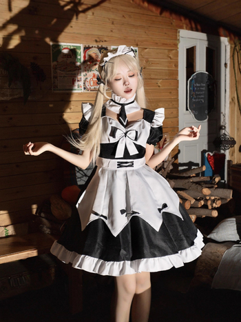 Cosplay japanskog stila: haljina sobarice, nježna i slatka, crno-bijela klasična uniforma