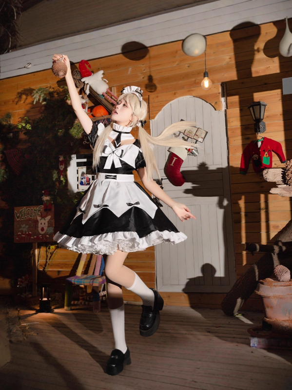Cosplay japanskog stila: haljina sobarice, nježna i slatka, crno-bijela klasična uniforma