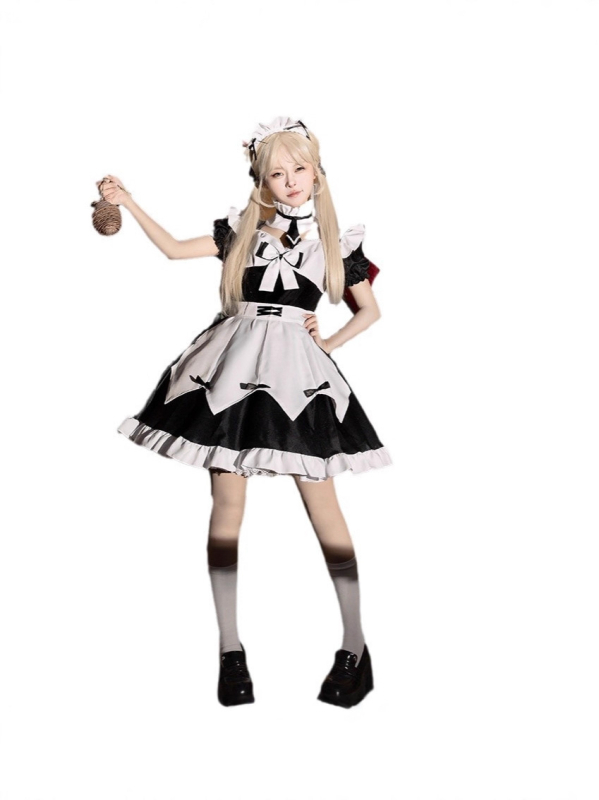 Cosplay japanskog stila: haljina sobarice, nježna i slatka, crno-bijela klasična uniforma