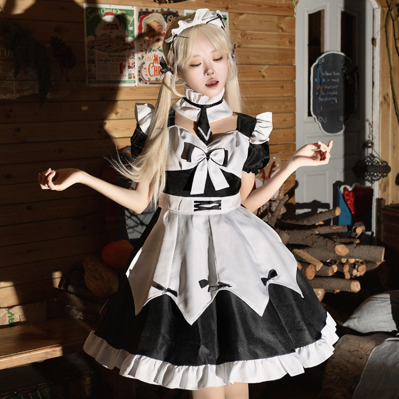 Cosplay japanskog stila: haljina sobarice, nježna i slatka, crno-bijela klasična uniforma