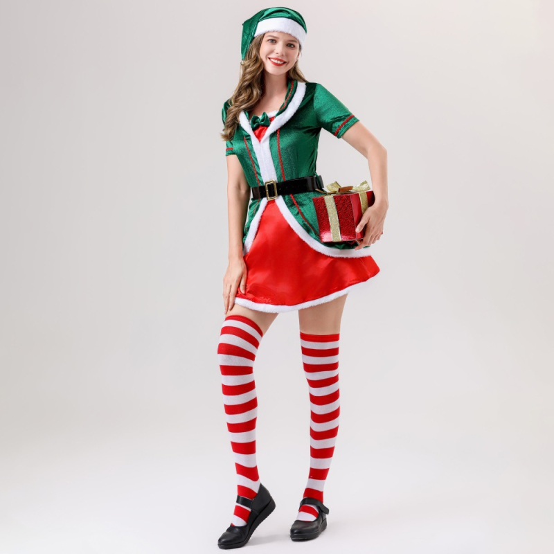 Cosplay Vianočný Elf Kostým na scénu - Dámske polyesterové šaty, jar 2025, vek 25–29