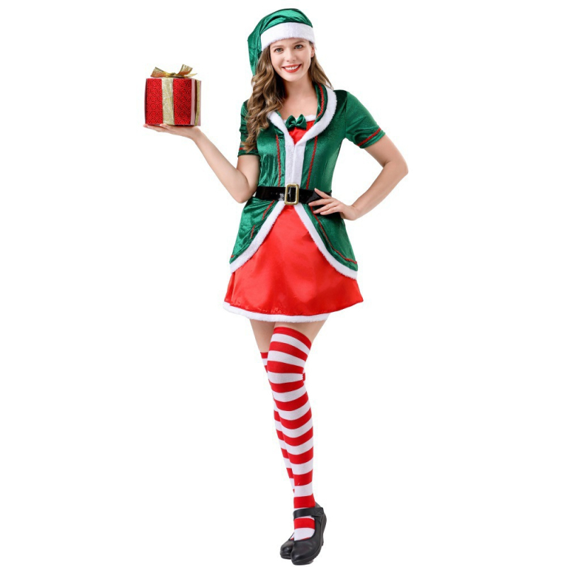 Cosplay Vianočný Elf Kostým na scénu - Dámske polyesterové šaty, jar 2025, vek 25–29