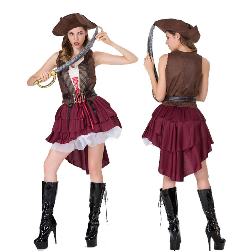 Halloween cosplay kostim: Karipska žena pirat, Somali pirat tema, poliester, proljeće 2025 izdanje