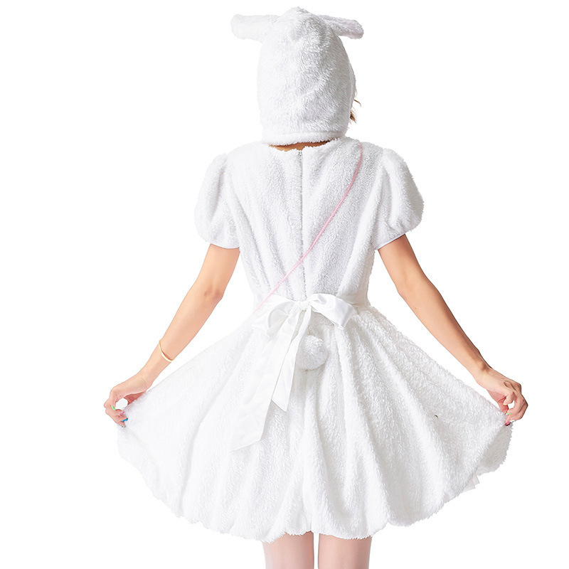 Ženský scénický kostým zajačika – Psfushi, polyester-spandex zmes, dizajn s visiacimi ušami, kód Ps4701