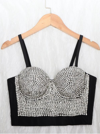 DB994 Ženski crop top grudnjak s perlicama za oblikovanje, s stražnjom trakom