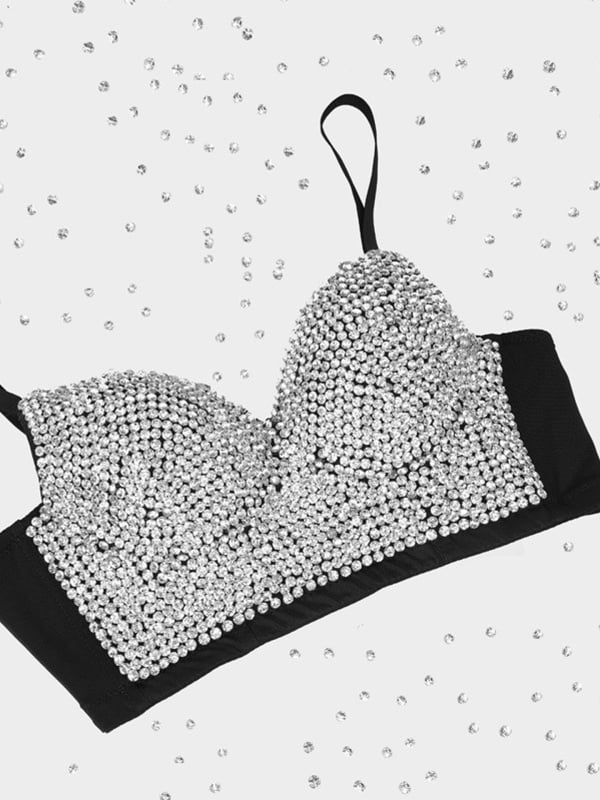 DB994 Ženski crop top grudnjak s perlicama za oblikovanje, s stražnjom trakom