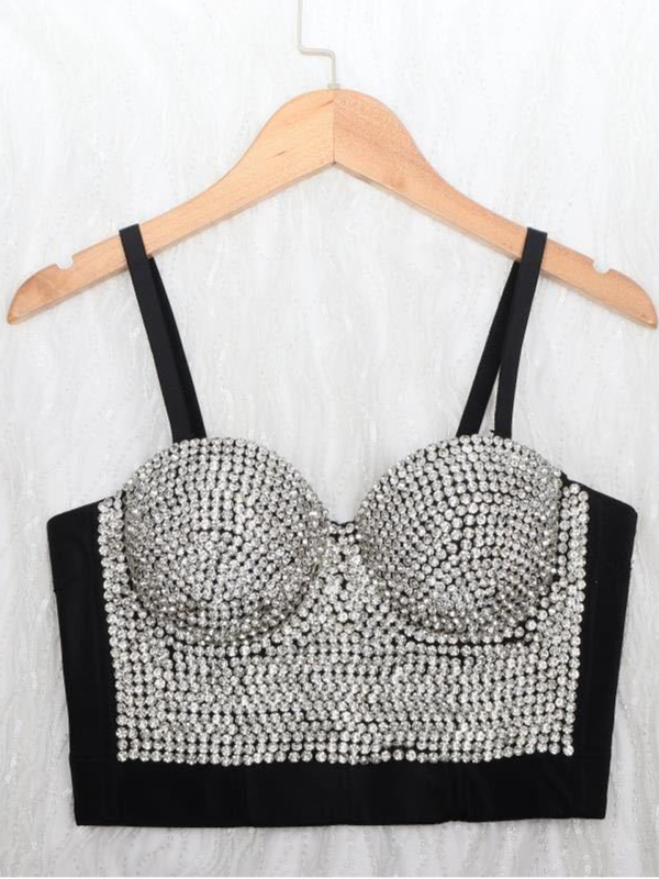 DB994 Ženski crop top grudnjak s perlicama za oblikovanje, s stražnjom trakom