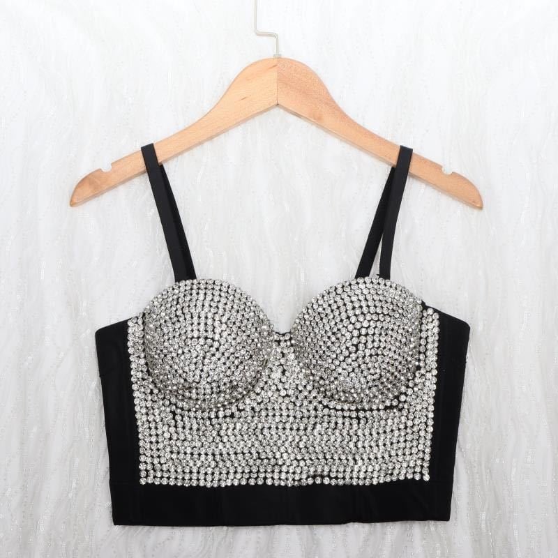 DB994 Ženski crop top grudnjak s perlicama za oblikovanje, s stražnjom trakom