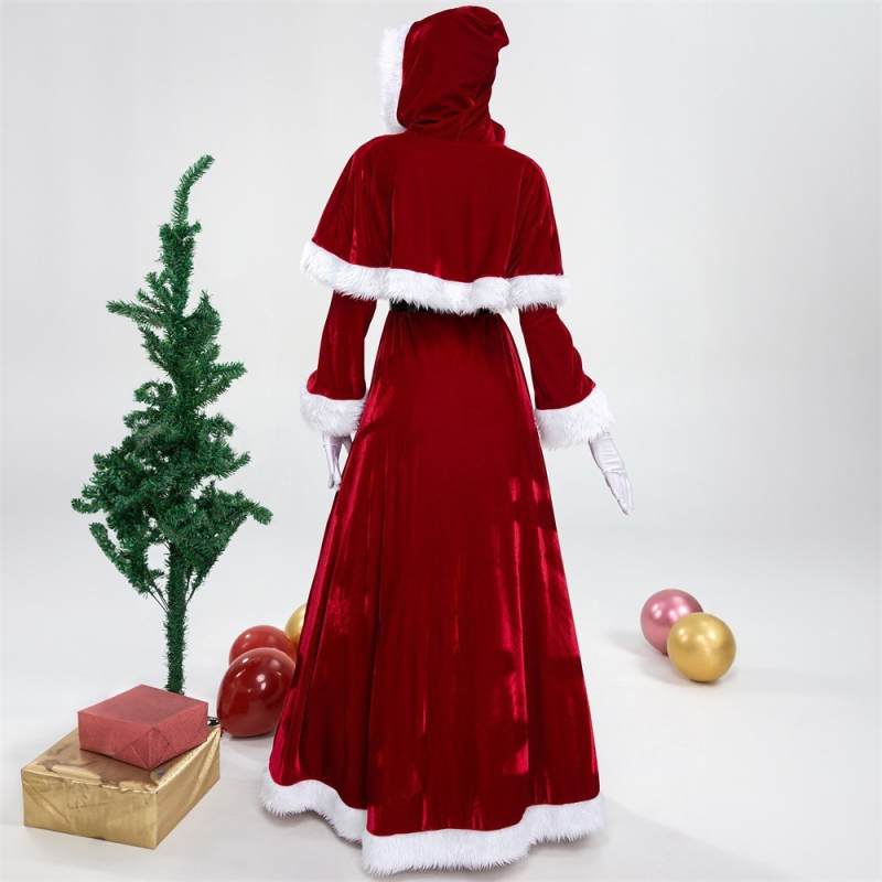 Dospelý Vianočný kostým Santa Clausa – dlhé šaty na scénu, polyester 95%+, pre ženy 25–29 rokov, jeseň 2024