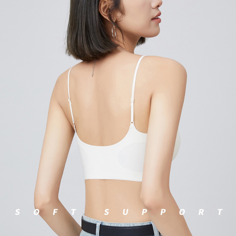 Najlonski nevidljivi push-up grudnjak s tankim oblikovanim košaricama i fiksnim dvostrukim naramenicama, lijepa leđa