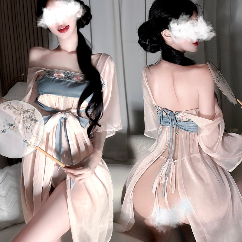 Cosplay set donjeg rublje s bellybandom, antički Hanfu stil, mrežasti materijal, 90–95% poliester