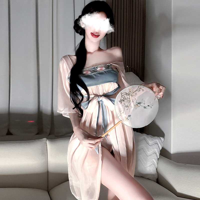 Cosplay set donjeg rublje s bellybandom, antički Hanfu stil, mrežasti materijal, 90–95% poliester