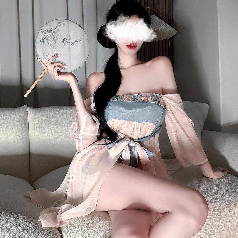 Cosplay set donjeg rublje s bellybandom, antički Hanfu stil, mrežasti materijal, 90–95% poliester