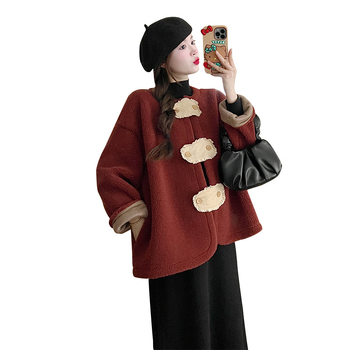 HY Ženski kostim – Jednobojni poliester-vuna kostim sa suknjom, dugi rukavi, visoko temperaturno oblikovanje, ljeto 2024