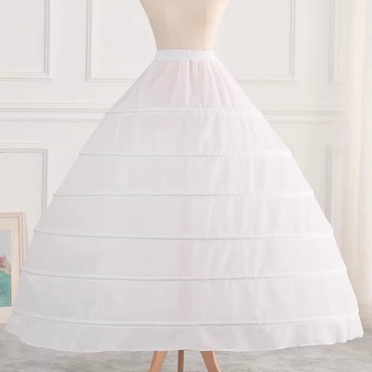 Petticoat cu șase inele din oțel pentru cosplay și rochie de mireasă — fishbone underskirt, stil bustle, fir de un singur strat, lansare toamnă 2025